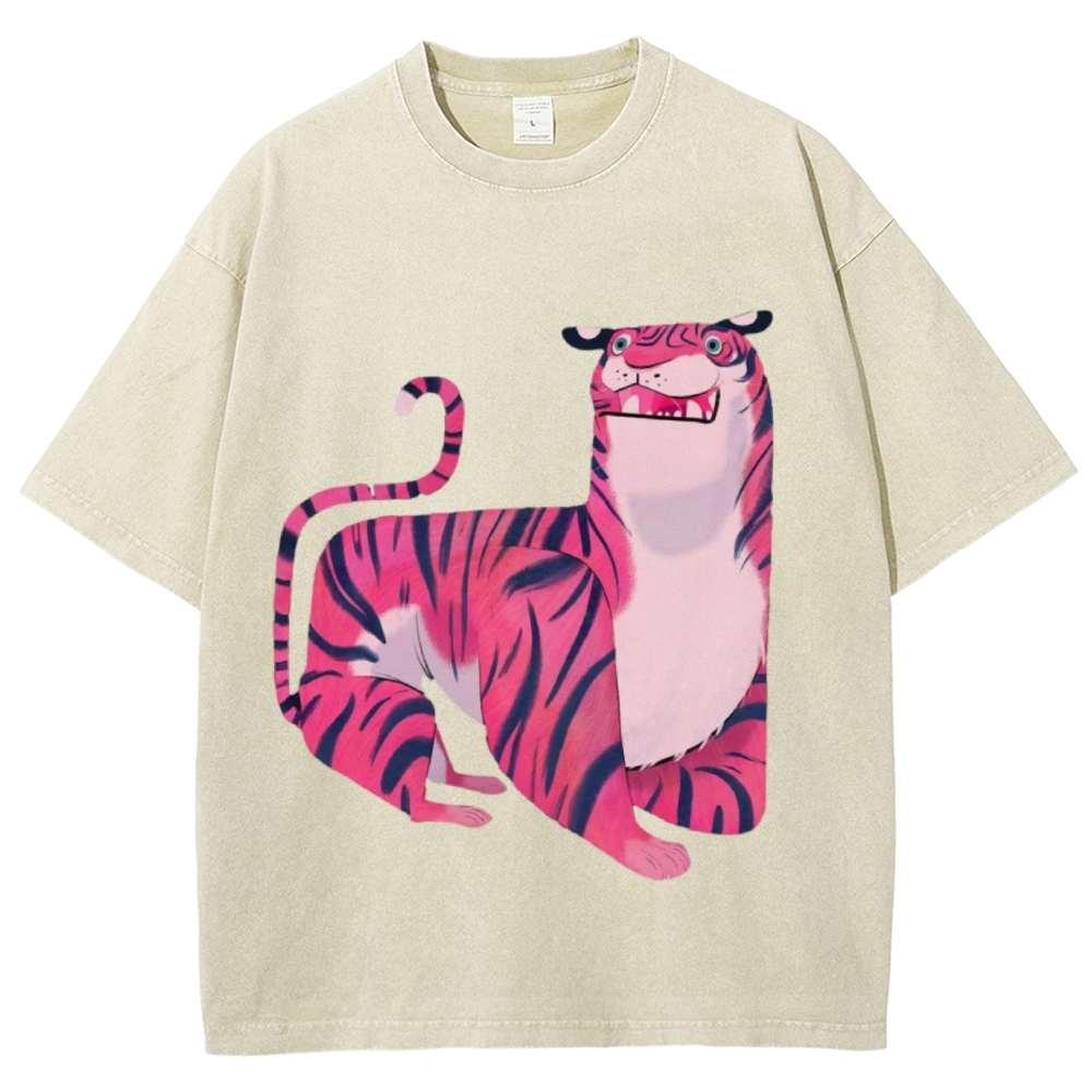 Pink Tiger Unisex Vintage Washed Tee