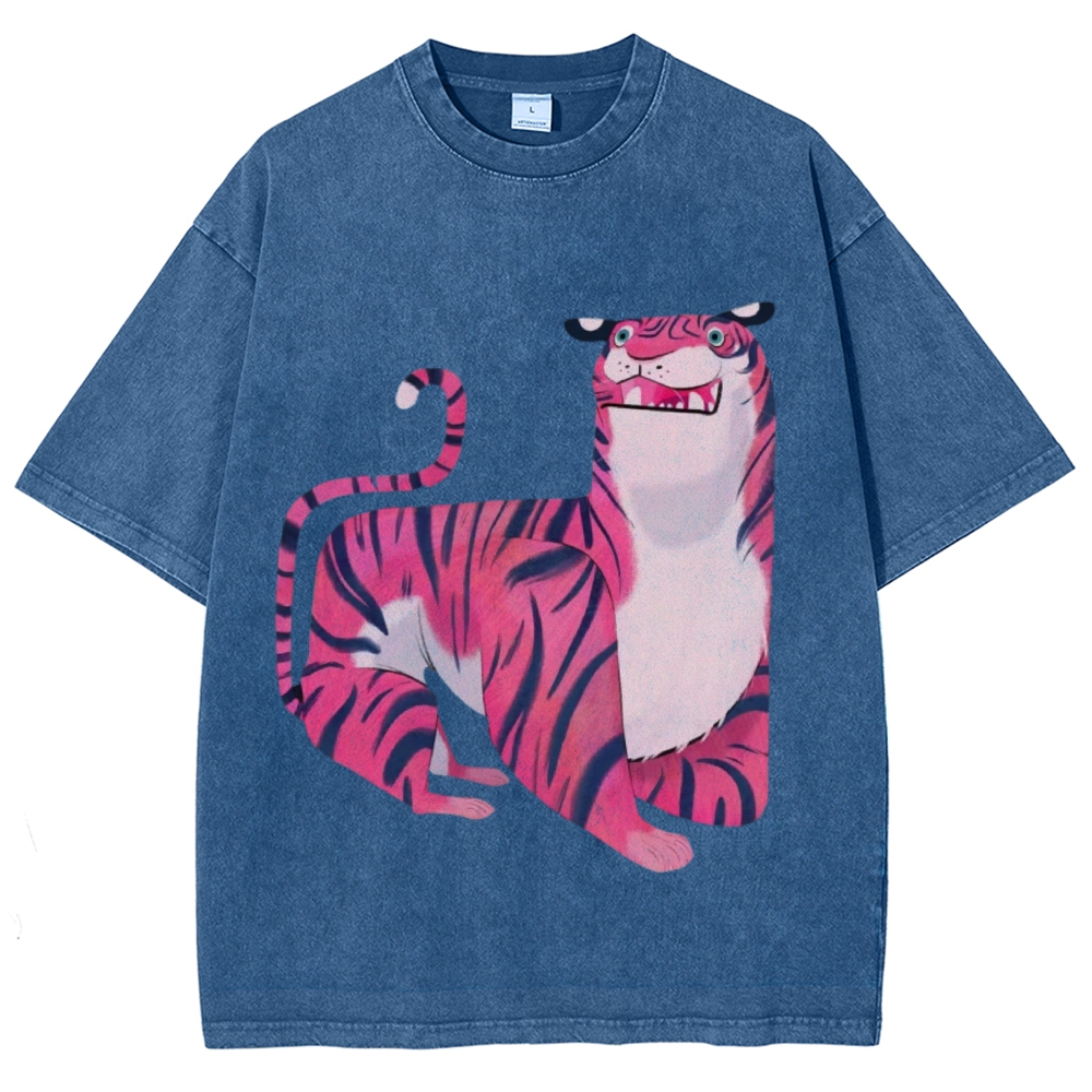 Pink Tiger Unisex Vintage Washed Tee