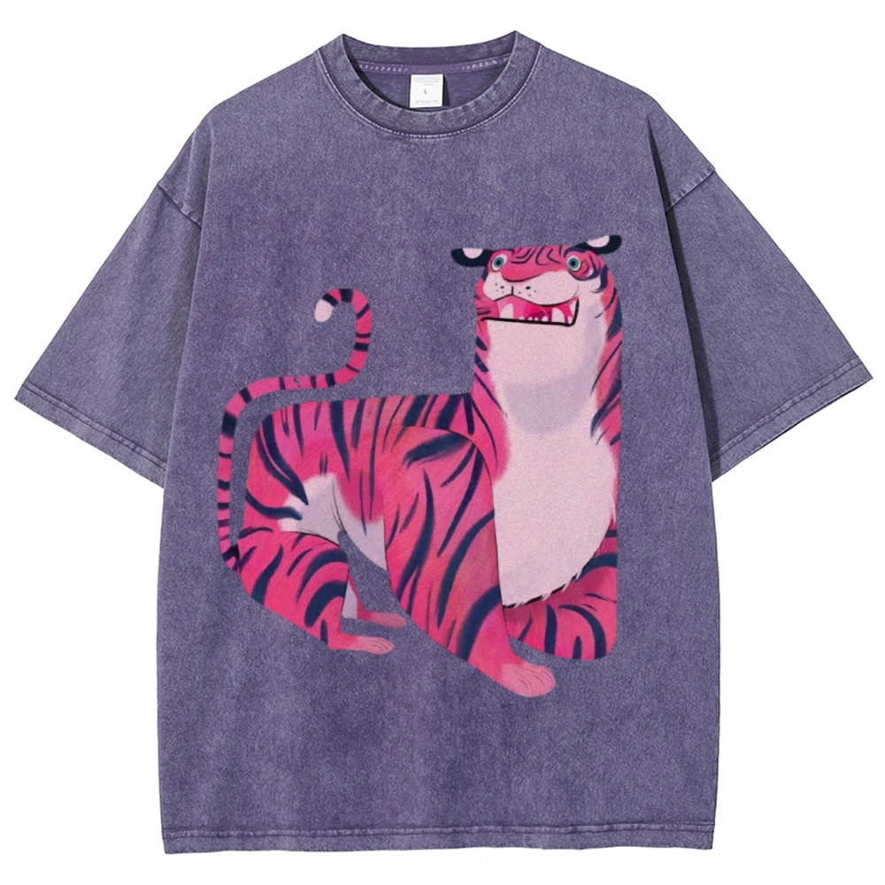 Pink Tiger Unisex Vintage Washed Tee