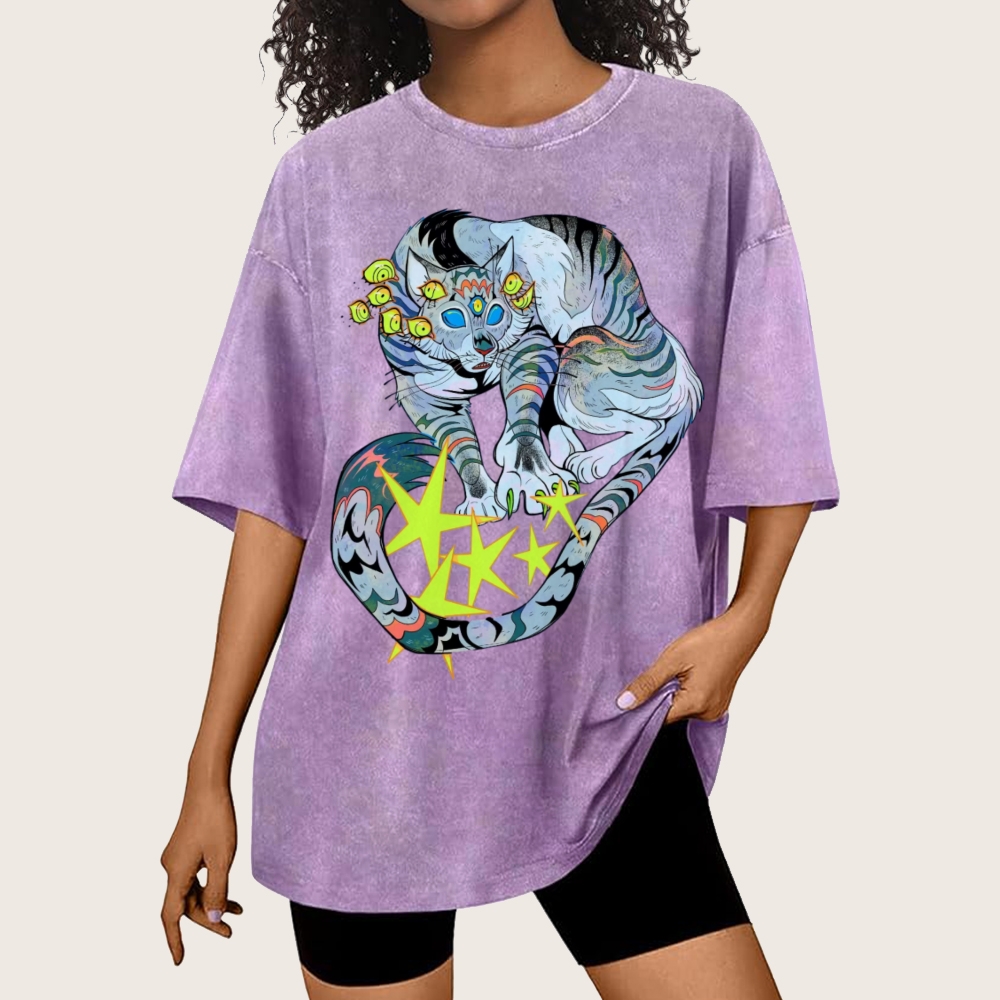 Warriors Cat Unisex Vintage Washed Tee