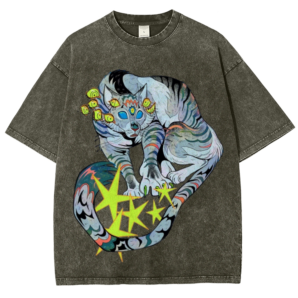 Warriors Cat Unisex Vintage Washed Tee