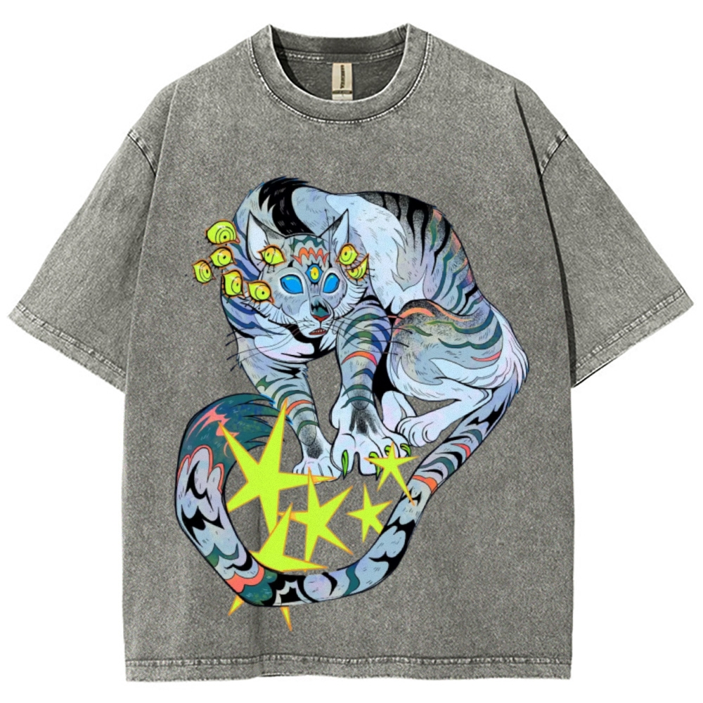 Warriors Cat Unisex Vintage Washed Tee