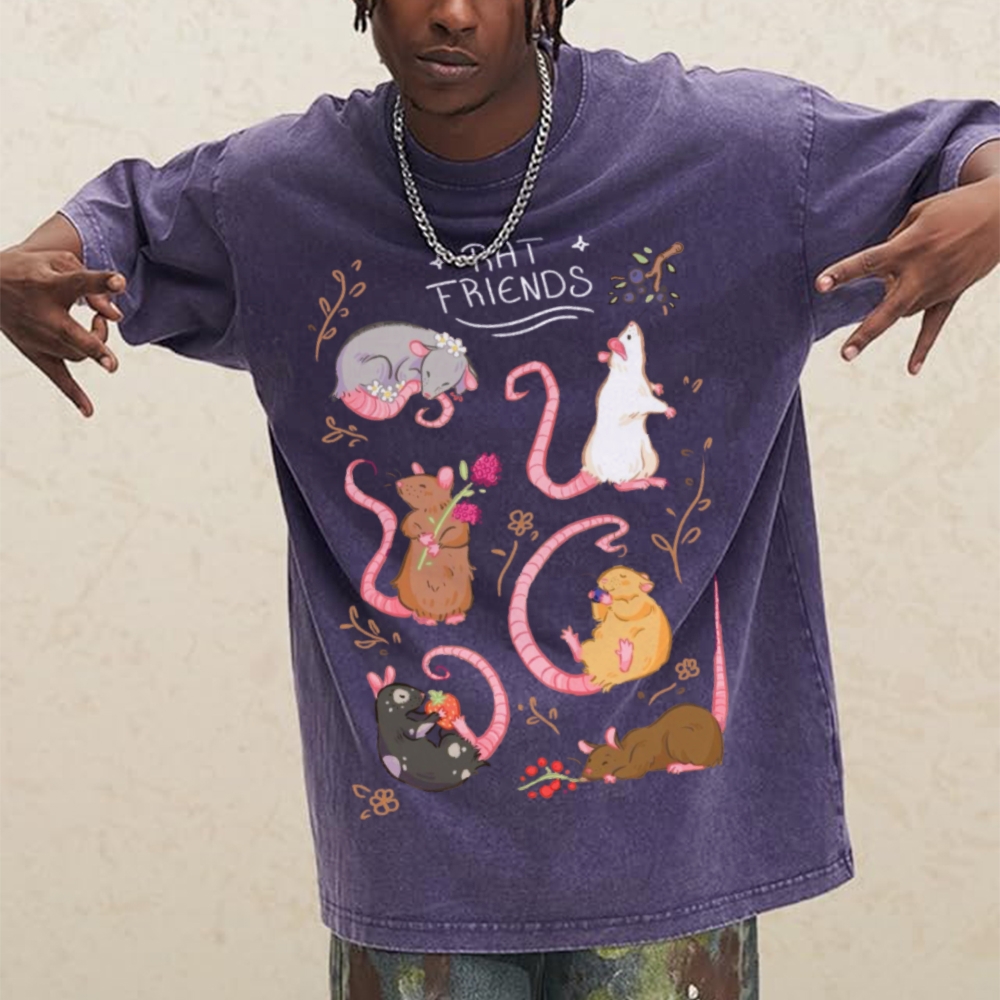 Rat Friends Unisex Vintage Washed Tee