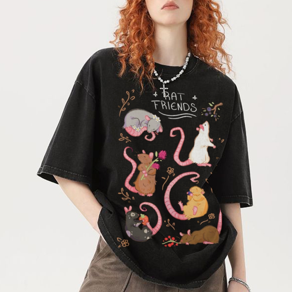 Rat Friends Unisex Vintage Washed Tee