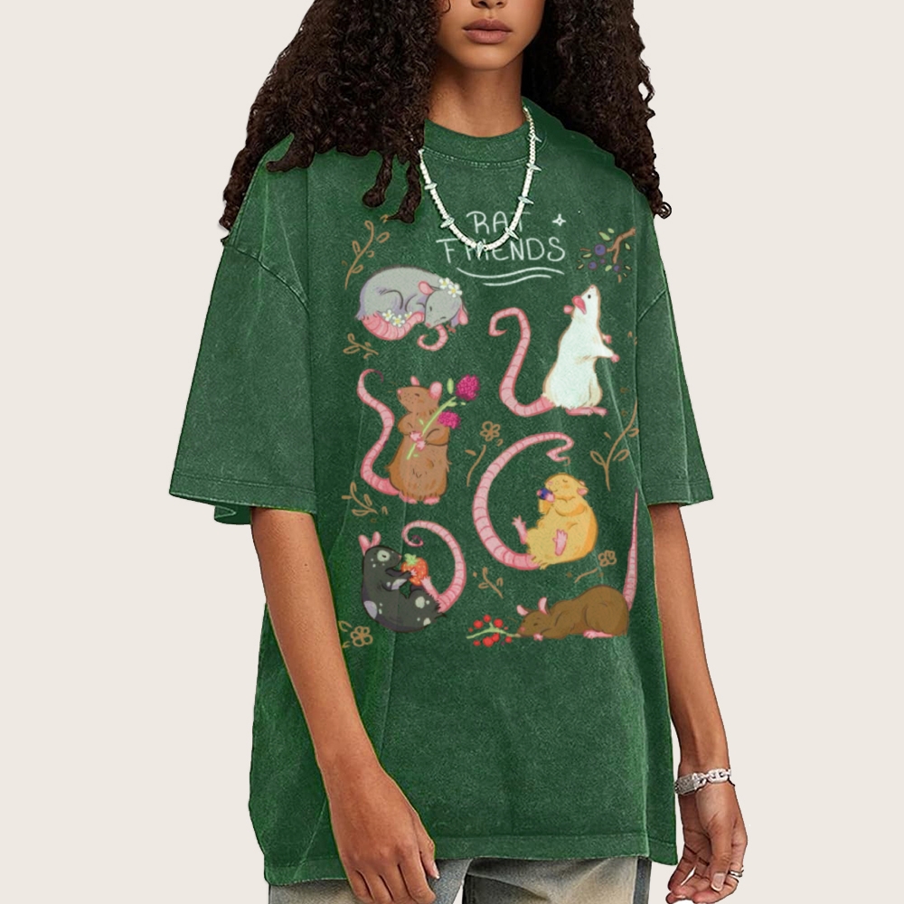 Rat Friends Unisex Vintage Washed Tee