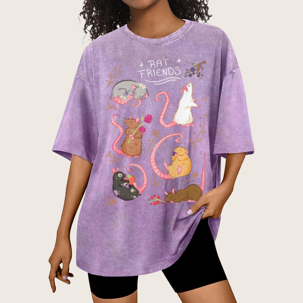 Rat Friends Unisex Vintage Washed Tee