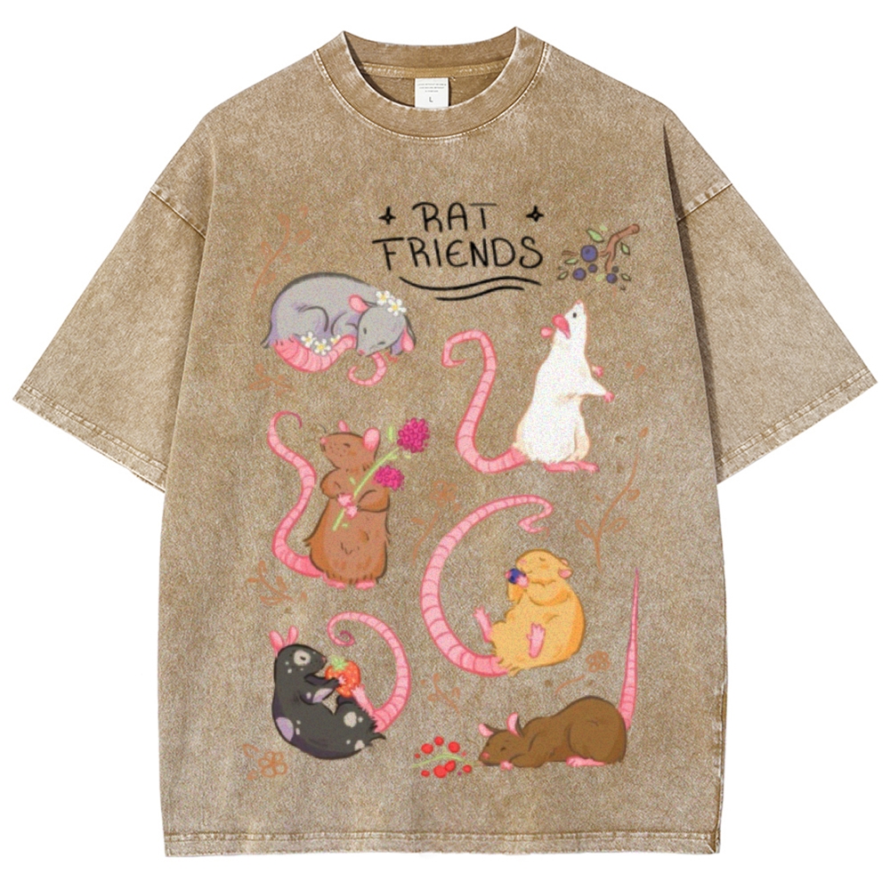 Rat Friends Unisex Vintage Washed Tee
