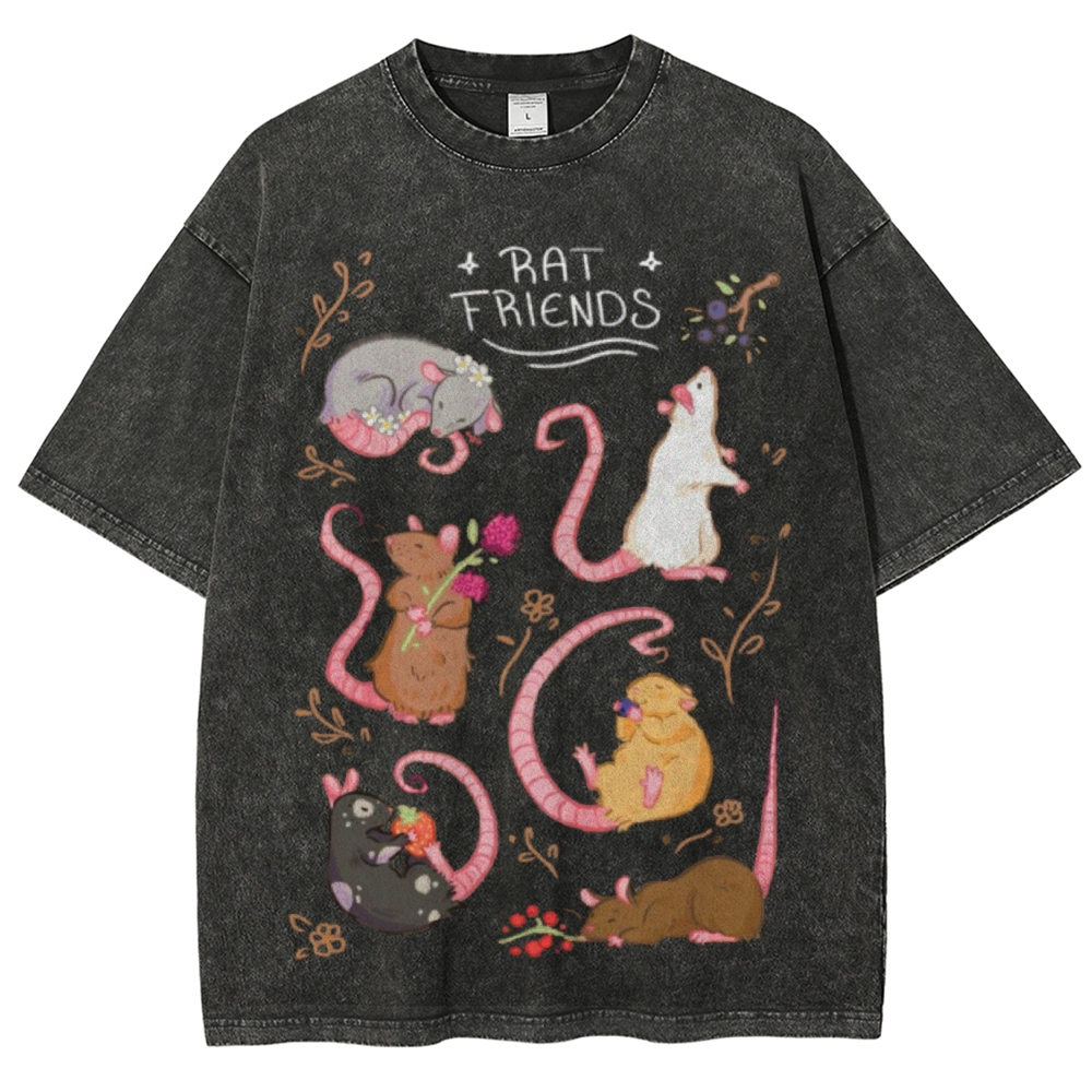 Rat Friends Unisex Vintage Washed Tee