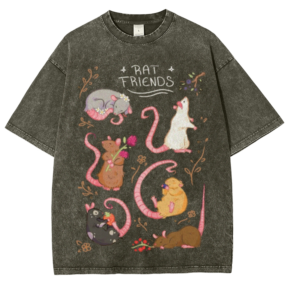Rat Friends Unisex Vintage Washed Tee