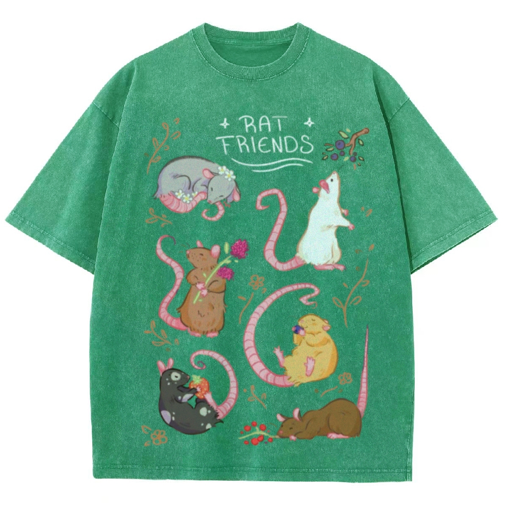 Rat Friends Unisex Vintage Washed Tee