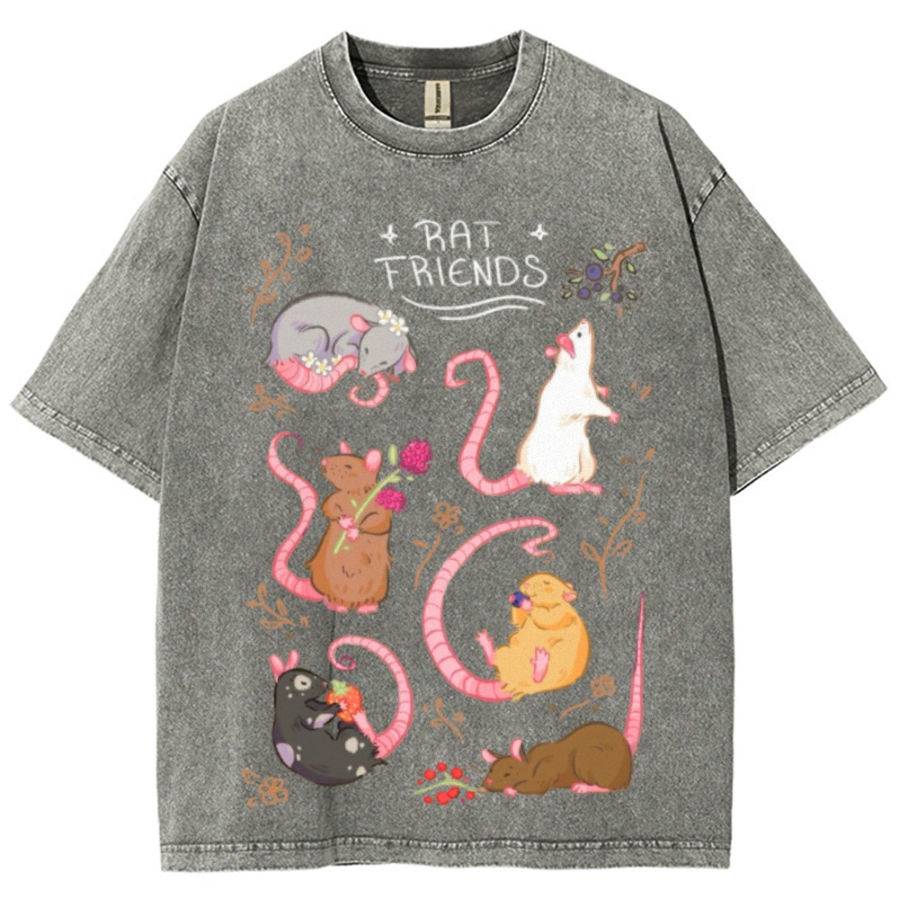 Rat Friends Unisex Vintage Washed Tee