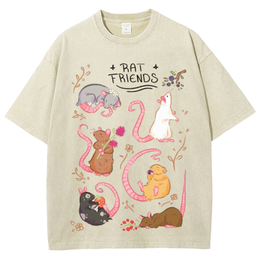 Rat Friends Unisex Vintage Washed Tee