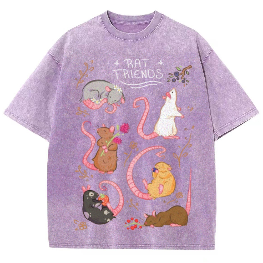 Rat Friends Unisex Vintage Washed Tee