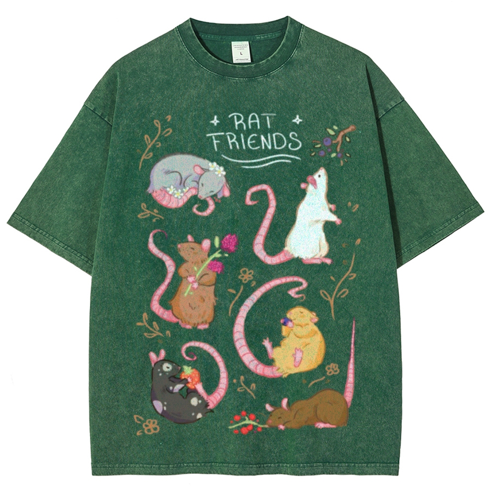 Rat Friends Unisex Vintage Washed Tee