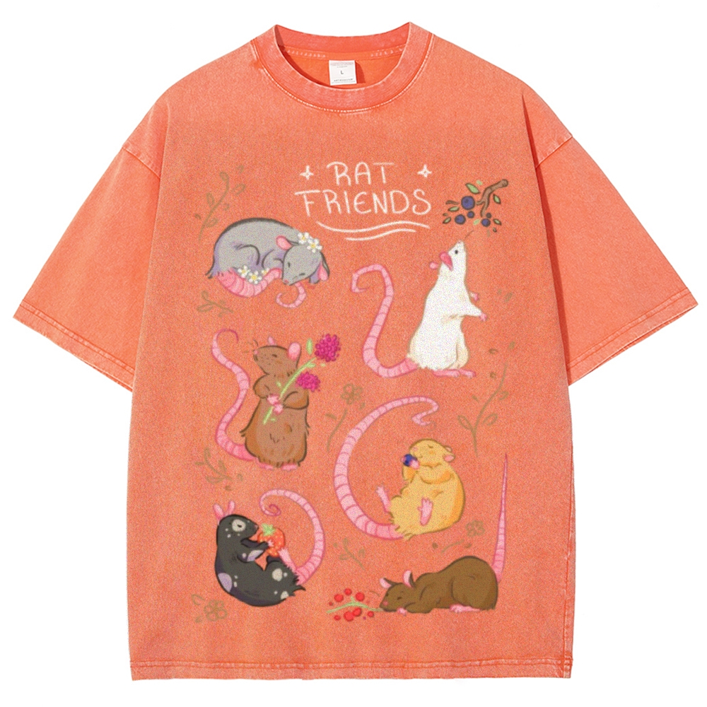 Rat Friends Unisex Vintage Washed Tee