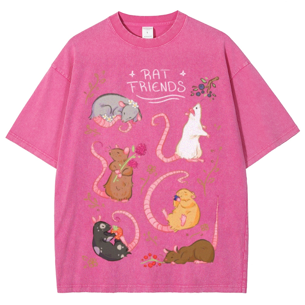 Rat Friends Unisex Vintage Washed Tee