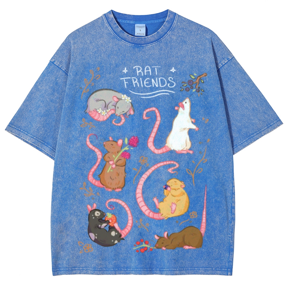 Rat Friends Unisex Vintage Washed Tee