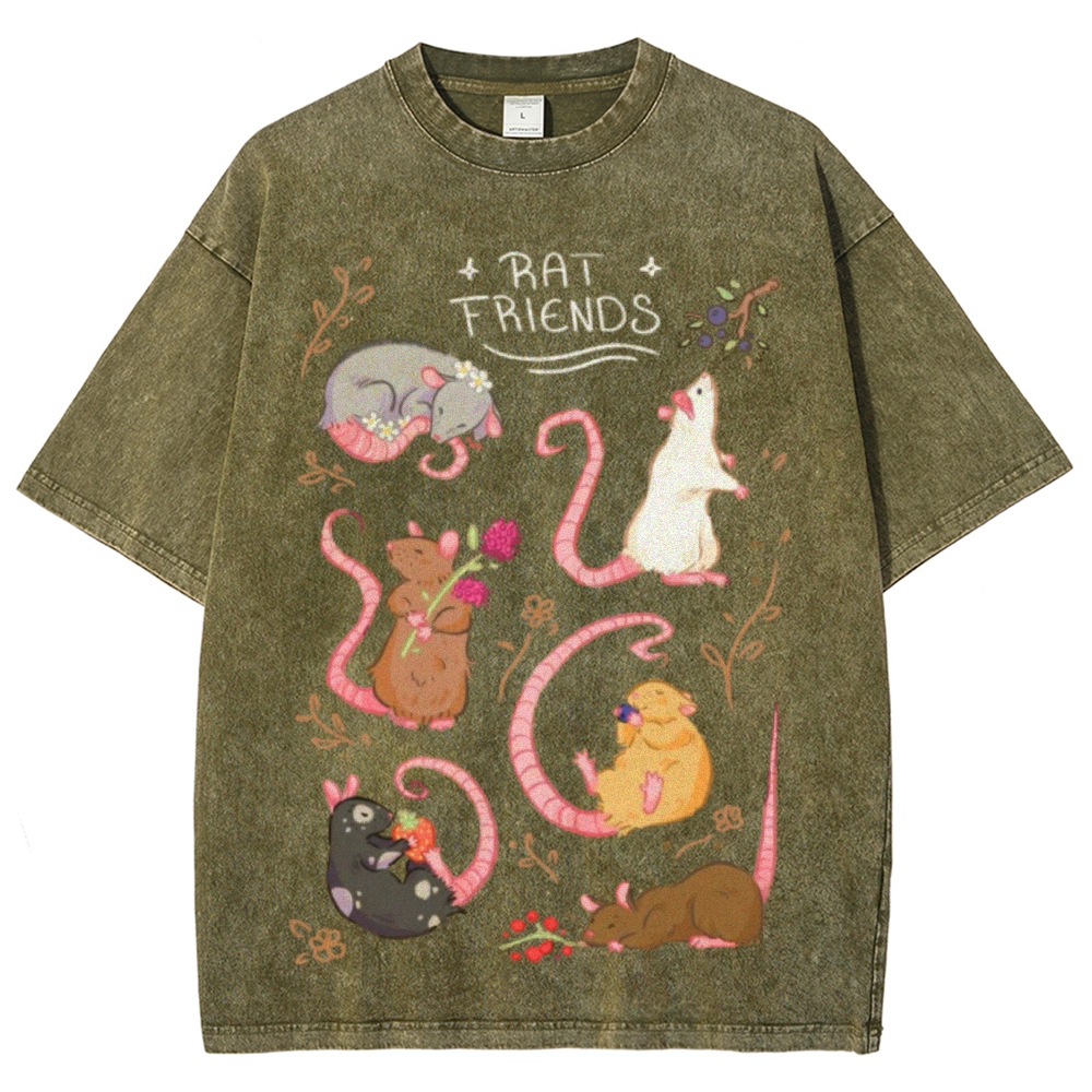 Rat Friends Unisex Vintage Washed Tee
