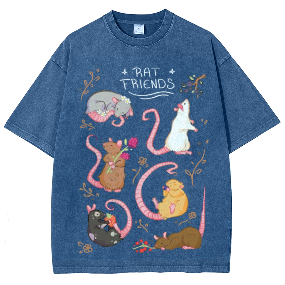 Rat Friends Unisex Vintage Washed Tee