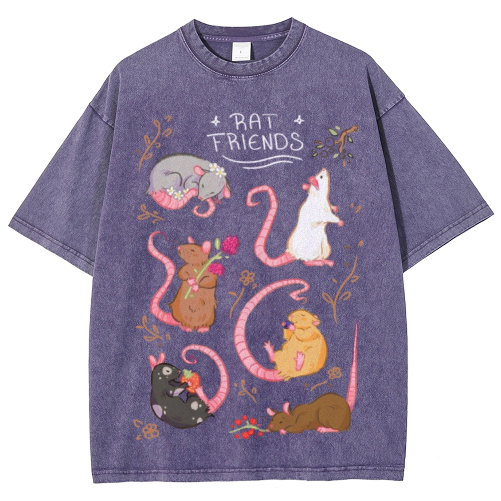 Rat Friends Unisex Vintage Washed Tee