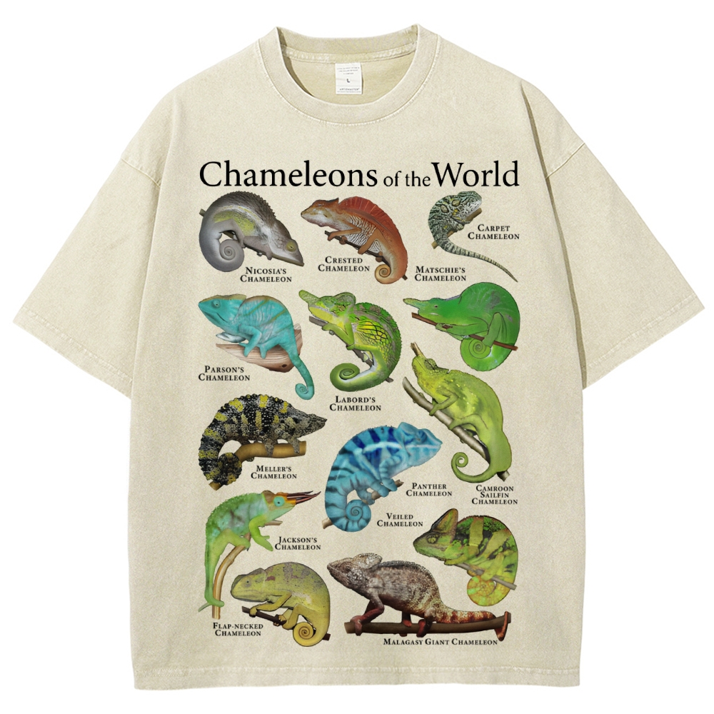 Chameleons Of The World Unisex Vintage Washed Tee