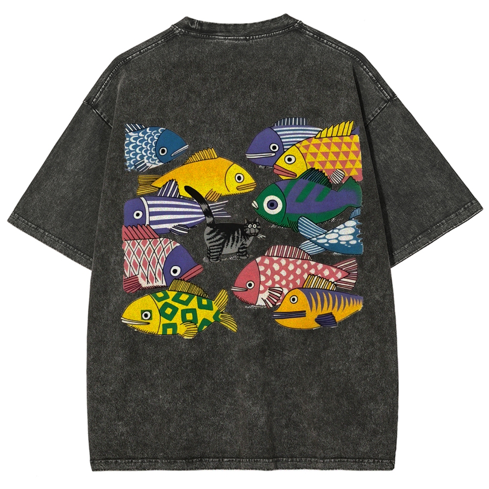 So Many Fish Customized Unisex Fit Washed T-Shirt