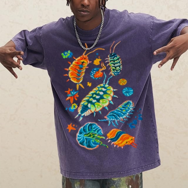 Colorful Insects Unisex Vintage Washed Tee