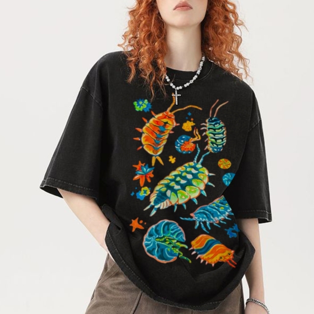 Colorful Insects Unisex Vintage Washed Tee