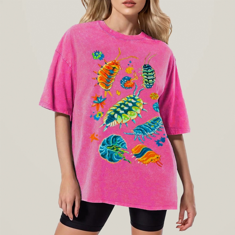 Colorful Insects Unisex Vintage Washed Tee