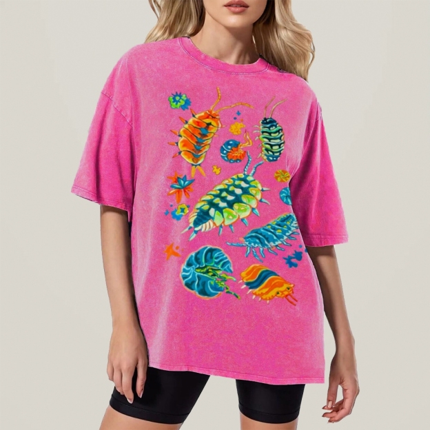 Colorful Insects Unisex Vintage Washed Tee