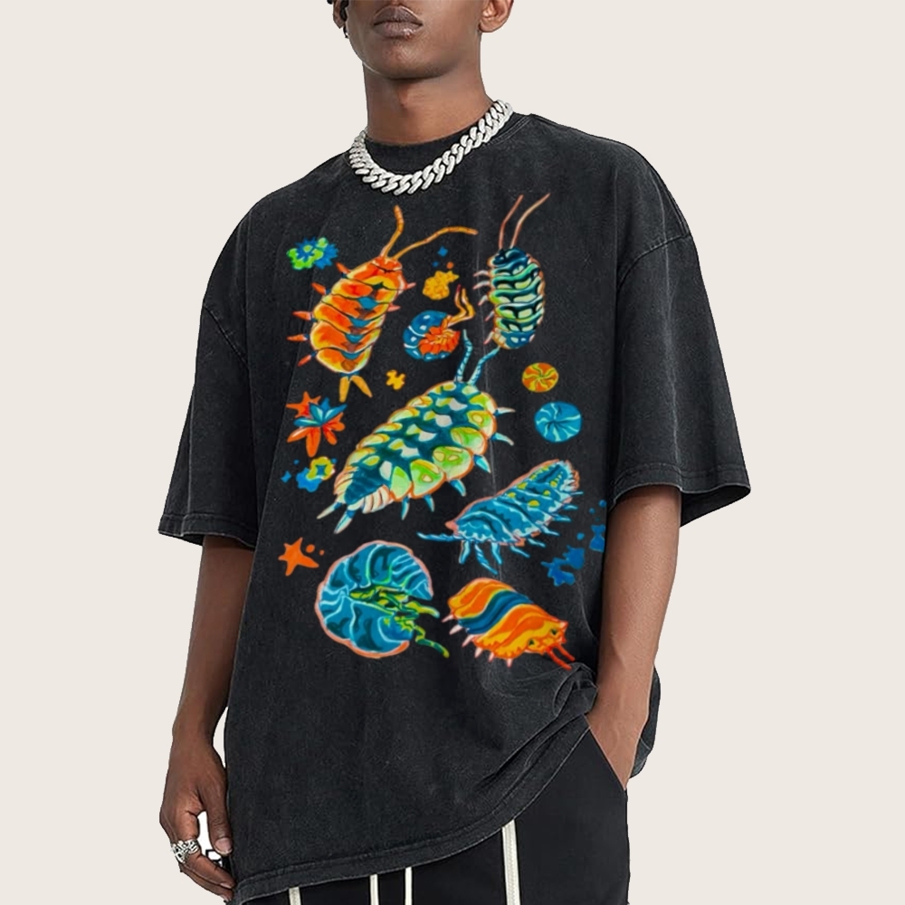 Colorful Insects Unisex Vintage Washed Tee