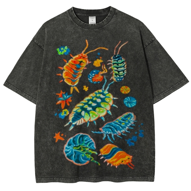 Colorful Insects Unisex Vintage Washed Tee