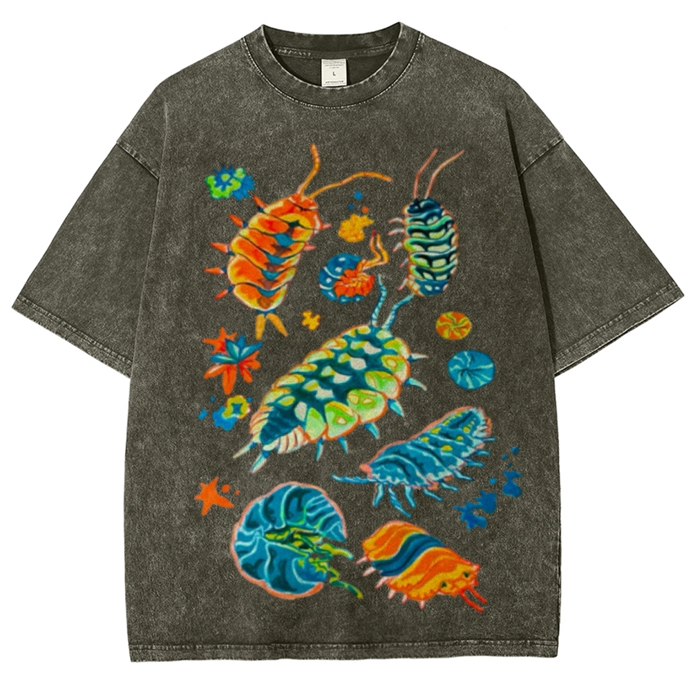 Colorful Insects Unisex Vintage Washed Tee