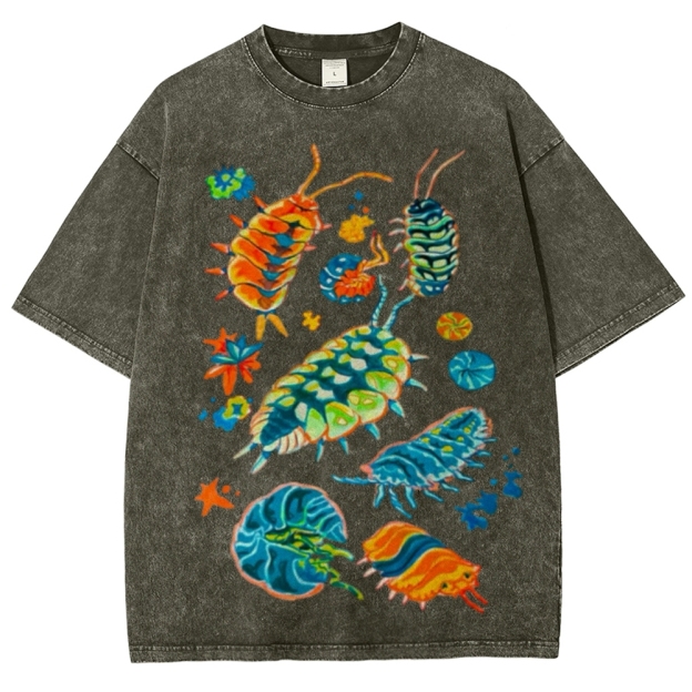Colorful Insects Unisex Vintage Washed Tee