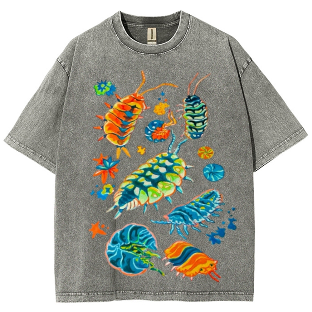 Colorful Insects Unisex Vintage Washed Tee