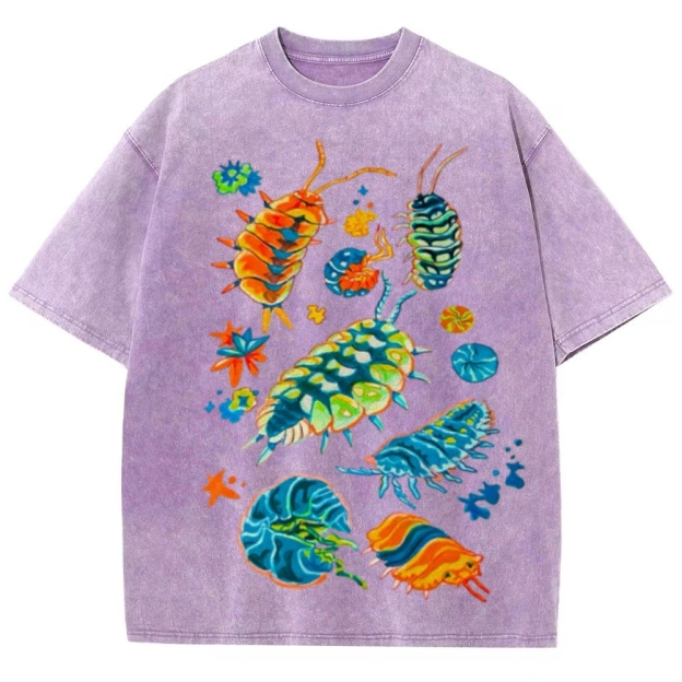 Colorful Insects Unisex Vintage Washed Tee