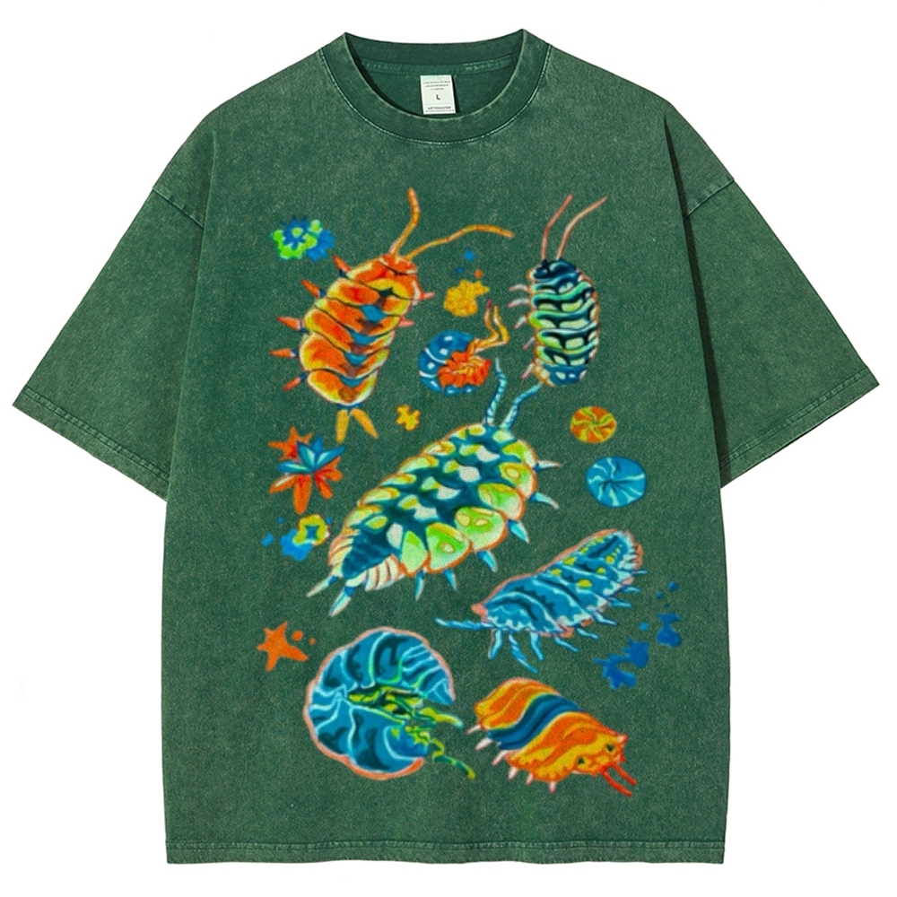 Colorful Insects Unisex Vintage Washed Tee