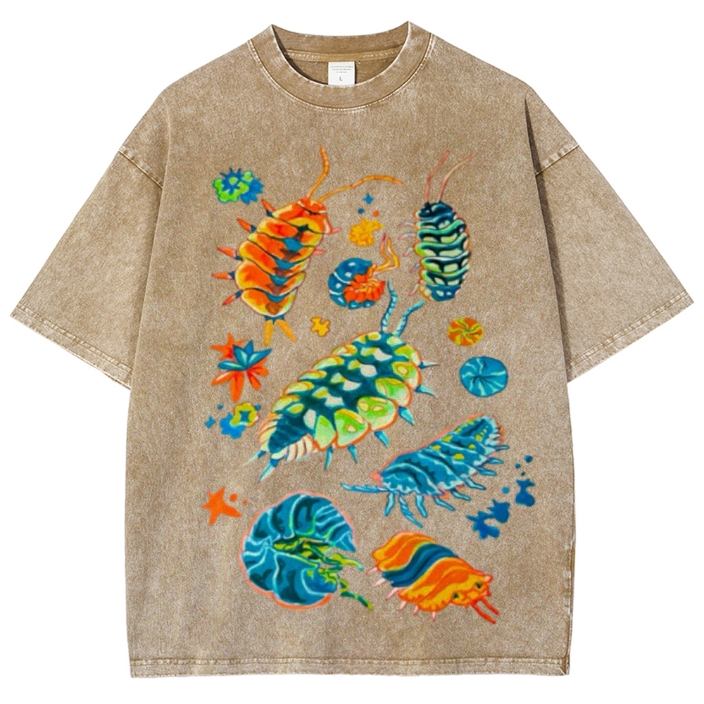 Colorful Insects Unisex Vintage Washed Tee