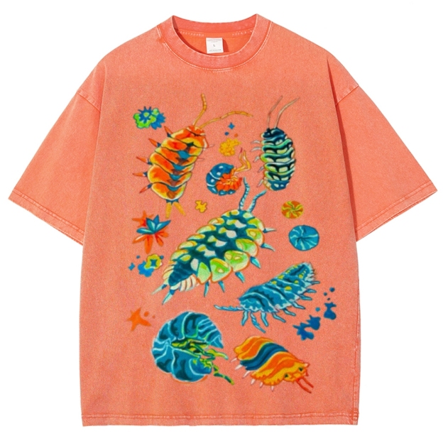 Colorful Insects Unisex Vintage Washed Tee