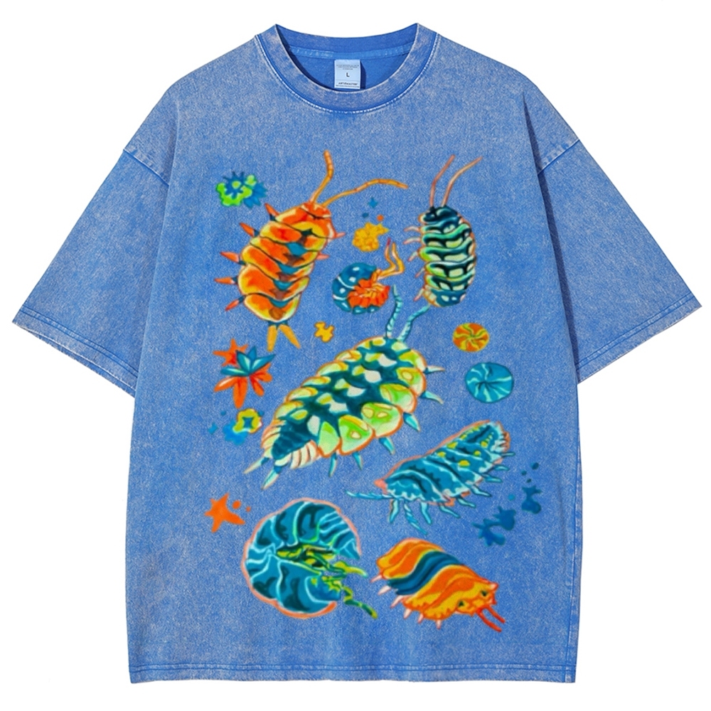 Colorful Insects Unisex Vintage Washed Tee