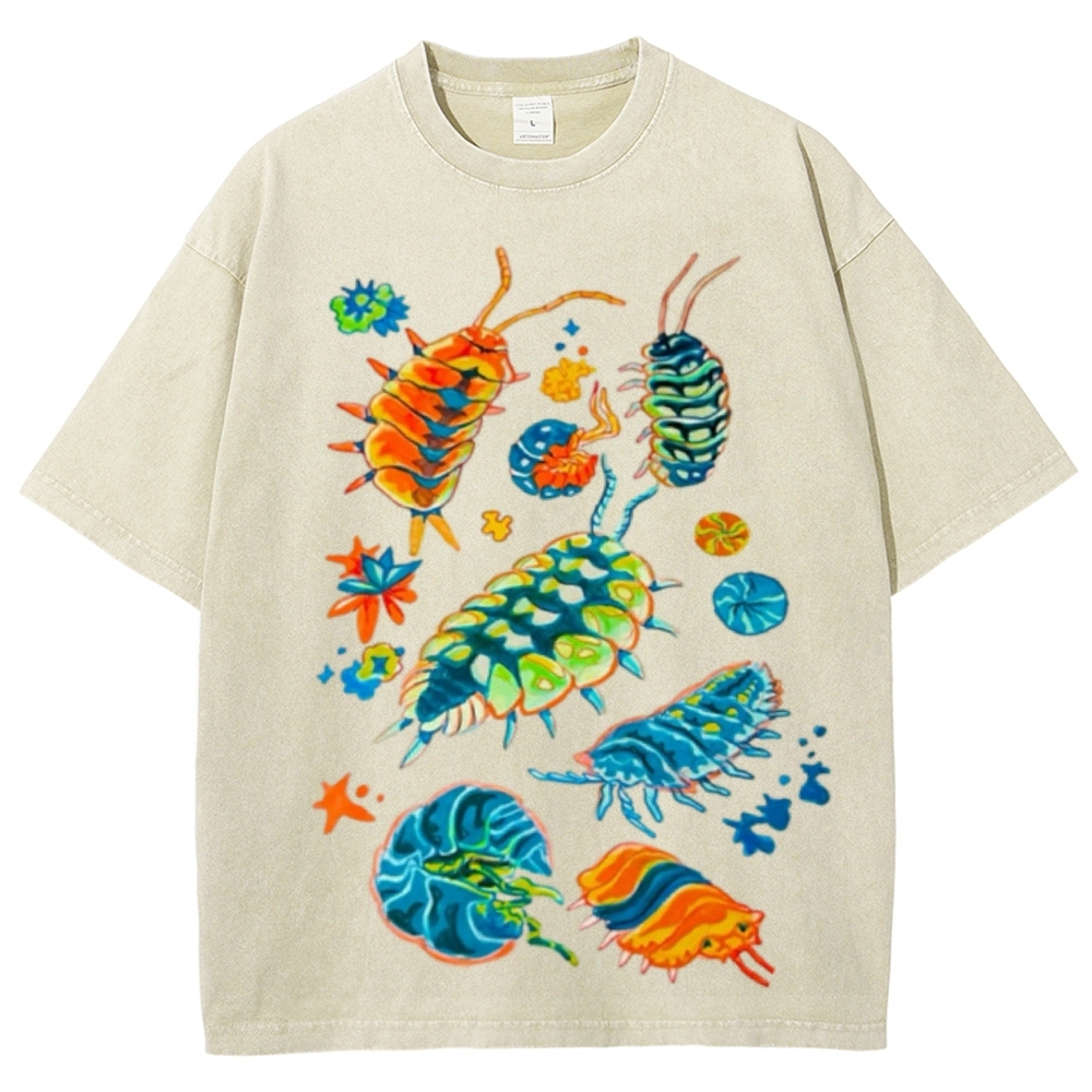Colorful Insects Unisex Vintage Washed Tee