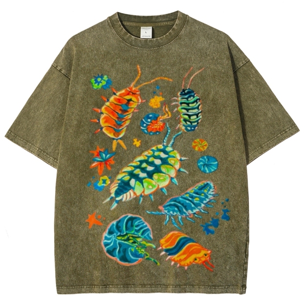 Colorful Insects Unisex Vintage Washed Tee