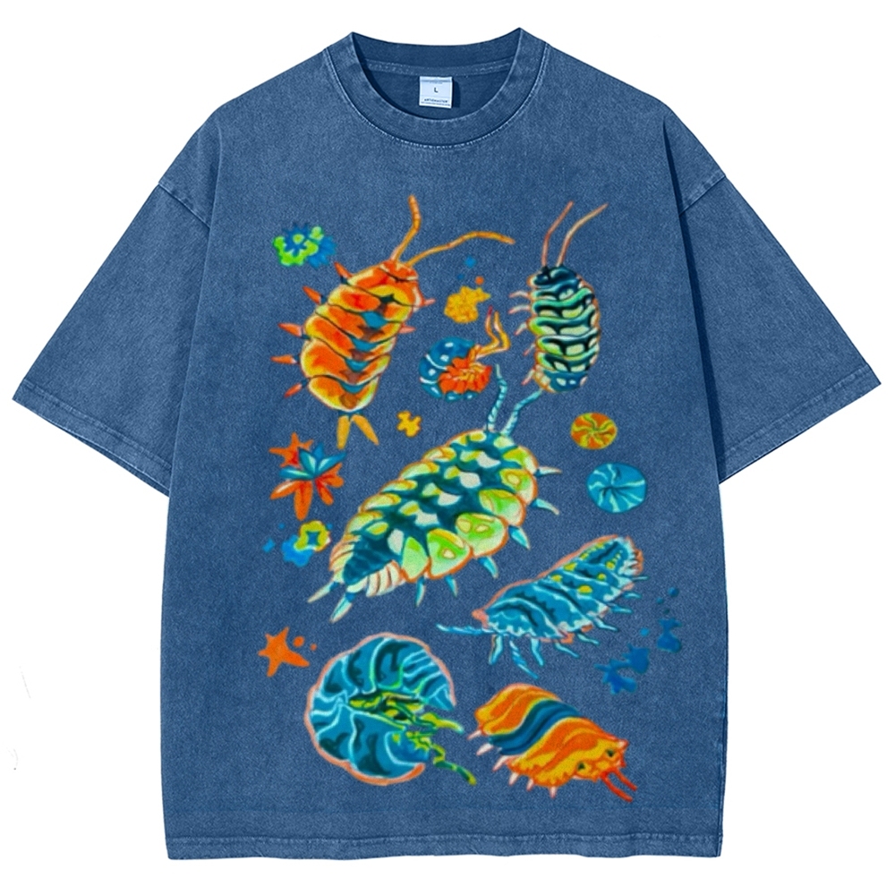 Colorful Insects Unisex Vintage Washed Tee