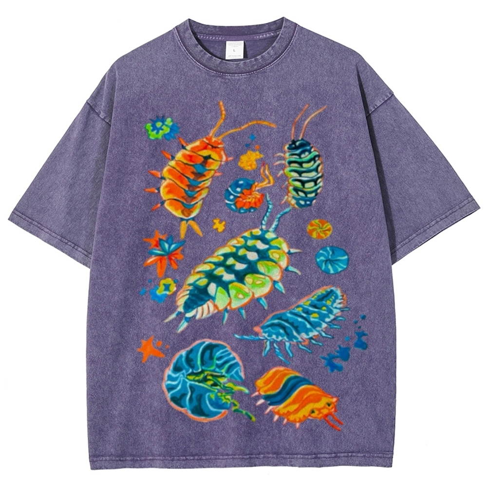 Colorful Insects Unisex Vintage Washed Tee