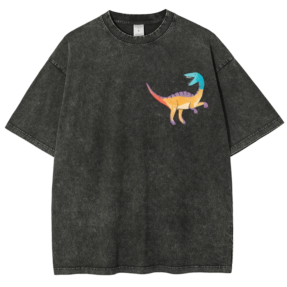 Types Of Dinosaur Unisex Double Printed Washed T-Shirt