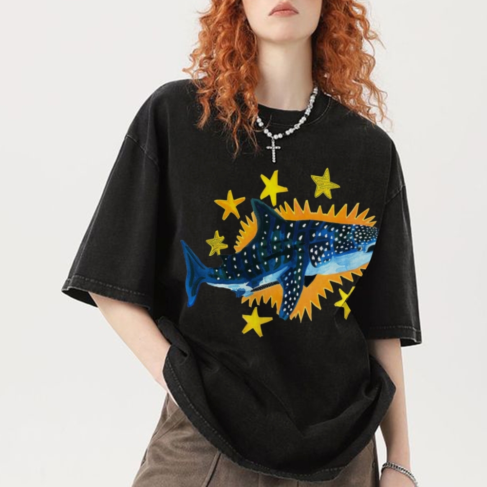 Cute Shark Unisex Vintage Washed Tee