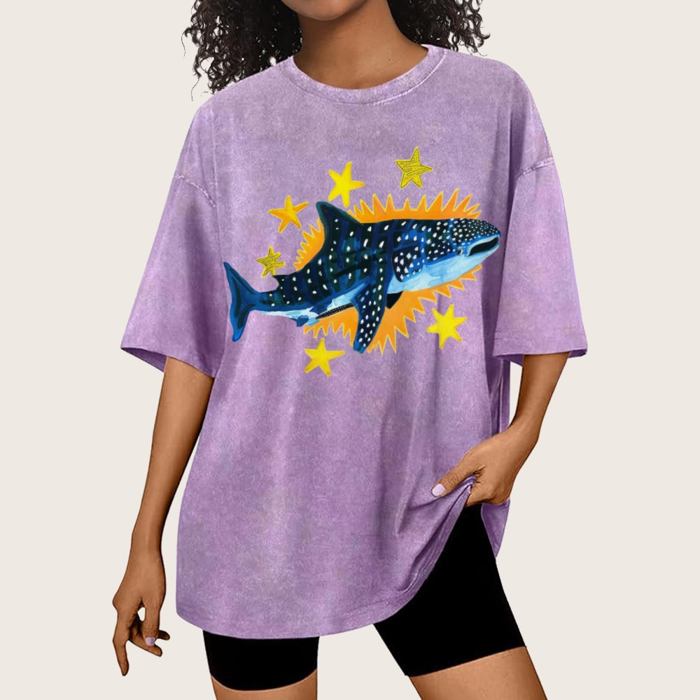 Cute Shark Unisex Vintage Washed Tee