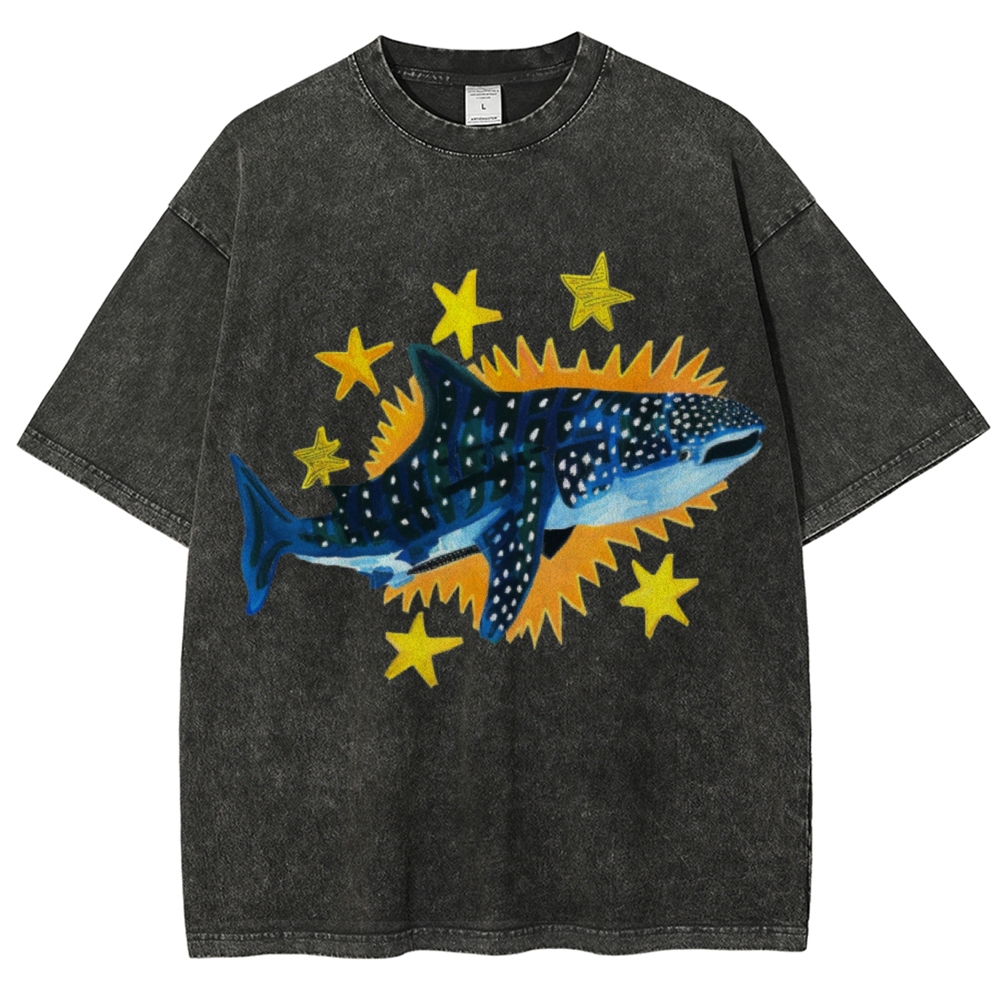 Cute Shark Unisex Vintage Washed Tee