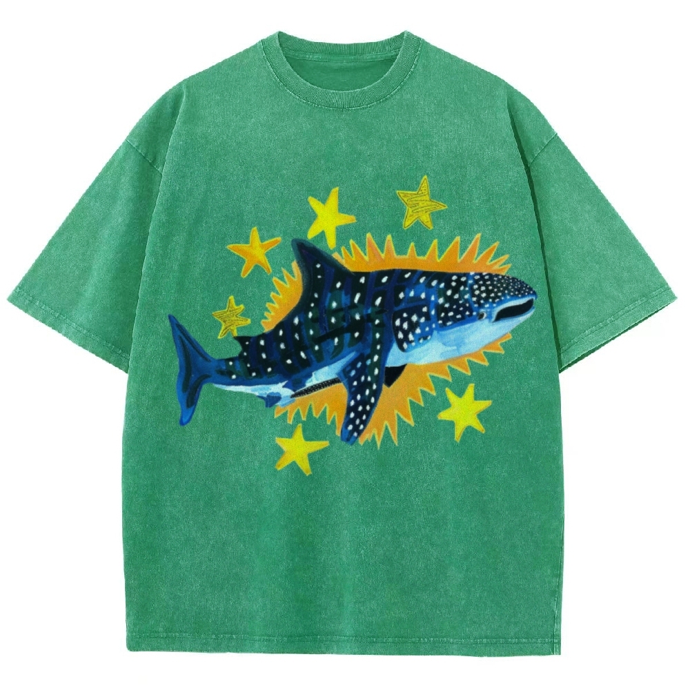 Cute Shark Unisex Vintage Washed Tee
