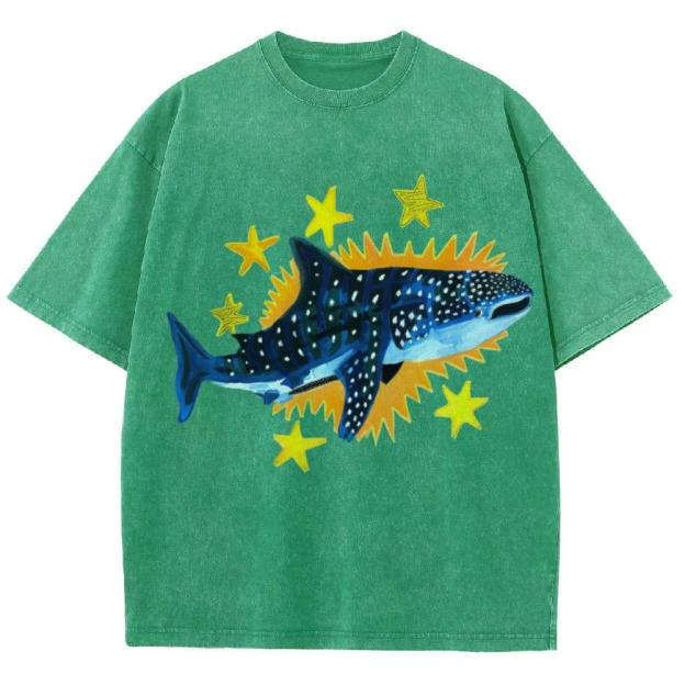 Cute Shark Unisex Vintage Washed Tee